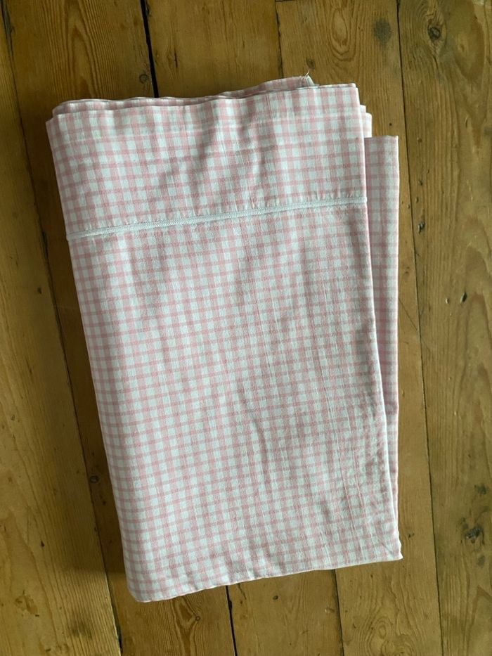 Drap plat vichy rose pour lit une personne - photo numéro 3