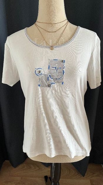 Tee shirt blanc à motif taille 40 Lewinger
