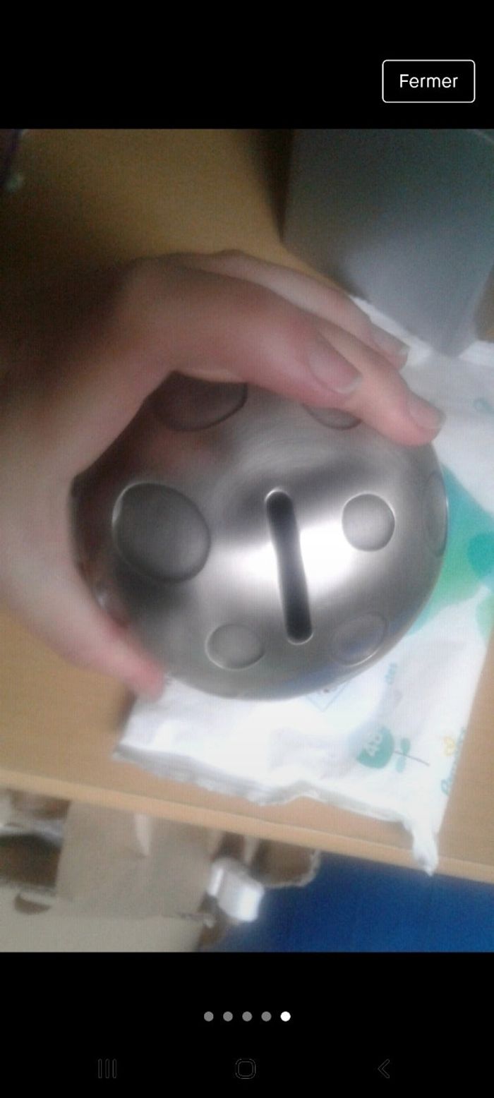 Tirelire champignon argenté fer blanc métal de qualité - photo numéro 5