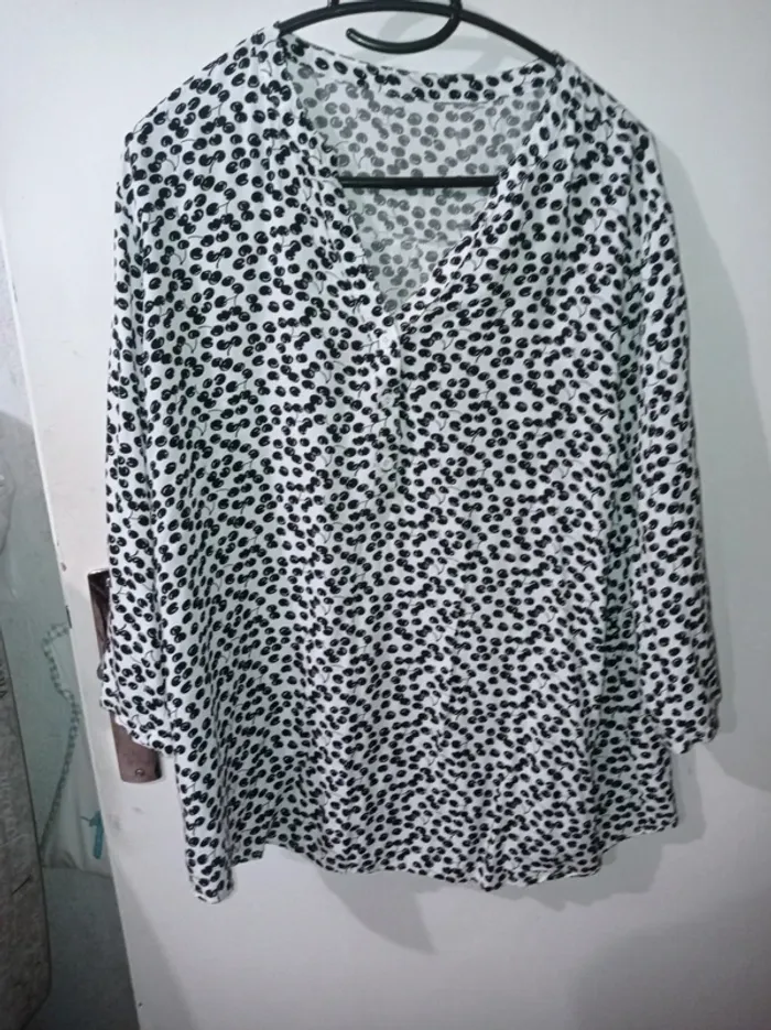 Chemise blouse femme manche 3/4 blanche Motifs cerises