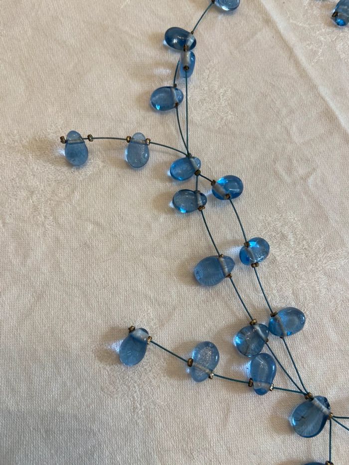 Collier façon rivière de perles, perles de verre bleues - photo numéro 4