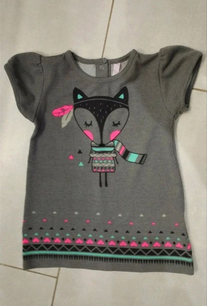 Tunique/ Robe renard 12 mois Gémo