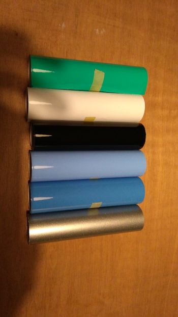 6  minis rouleaux vinyle adhésif permanent