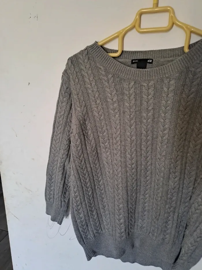 Pull gris tressée H&M Taille L - photo numéro 5