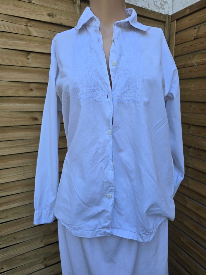 Chemisier blanc fine broderie 🍒vintage 90🍒taille 36/38/40 - photo numéro 4