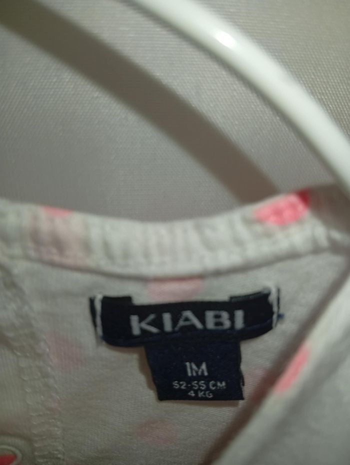 Tee-shirt manches courte fille Kiabi blanc et rose taille 1 mois / 56 cm - photo numéro 2