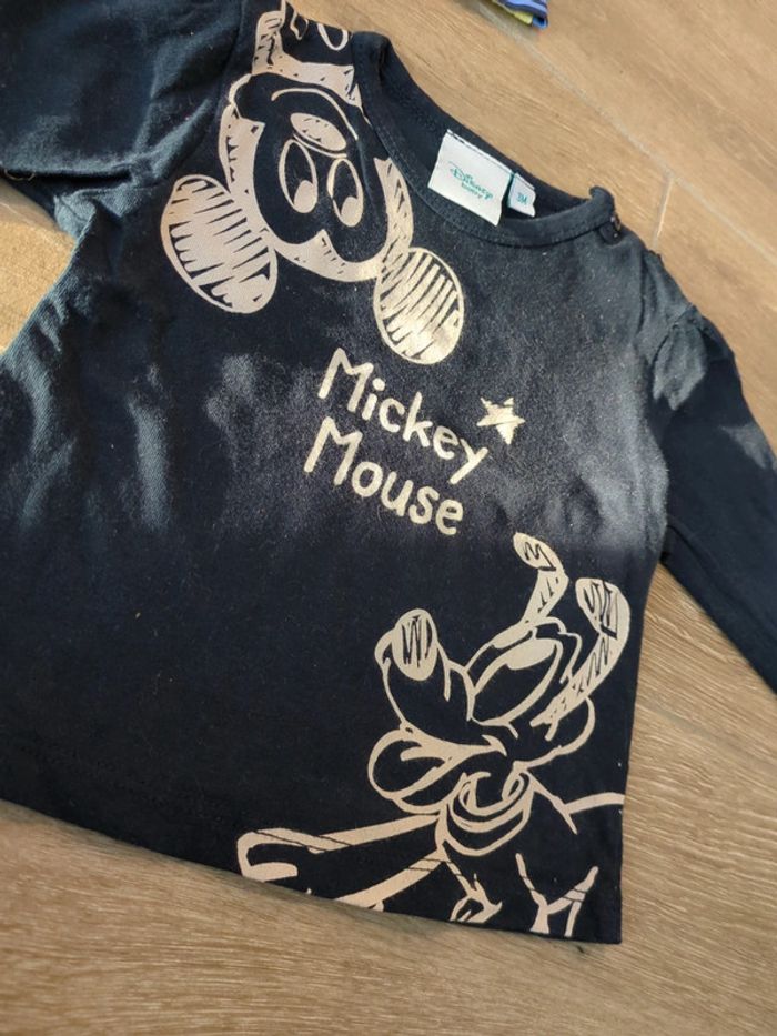 Lot tee-shirts manches longues Mickey 3mois - photo numéro 3