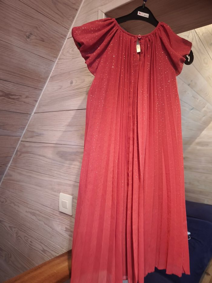 Robe fillette drapée paillettée Rose pâle taille 140cm TBE - photo numéro 2