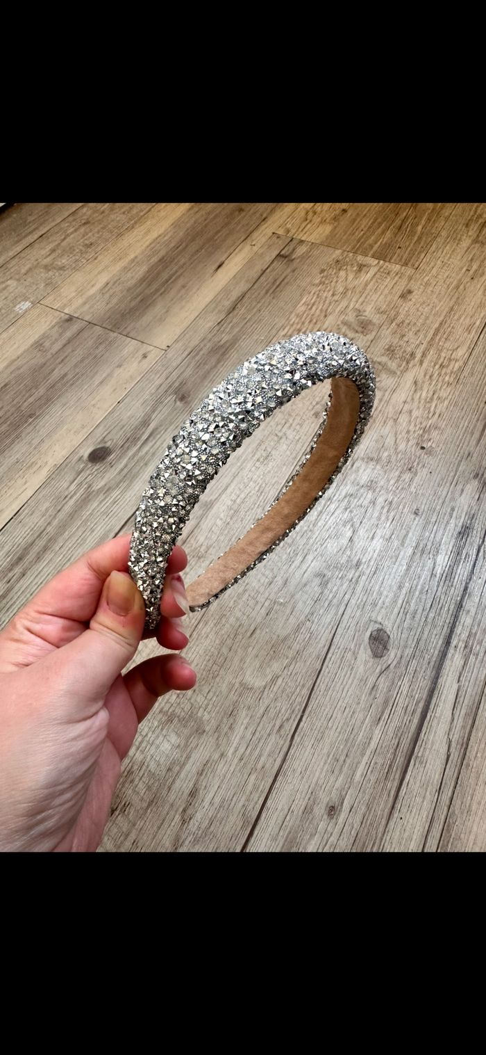 Serre tête large strass argenté enfant et adulte - photo numéro 4