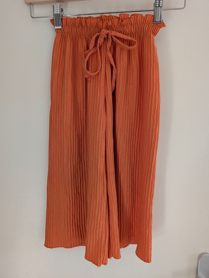 Ensemble tee-shirt manches courtes et pantalon fluide blanc et orange lila rose 4 ans - photo numéro 5