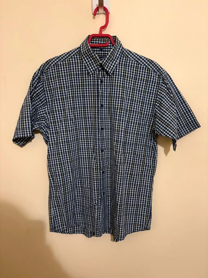 🌹 Chemise à carreaux bleu, blanche et jaune 🌹