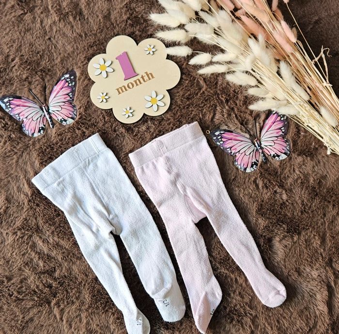 Lot de 2 collant bébés fille 1/3 mois