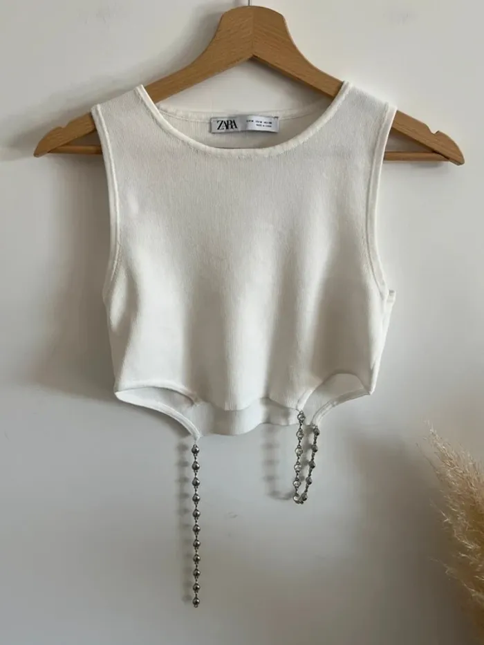 Crop top blanc Zara - photo numéro 2