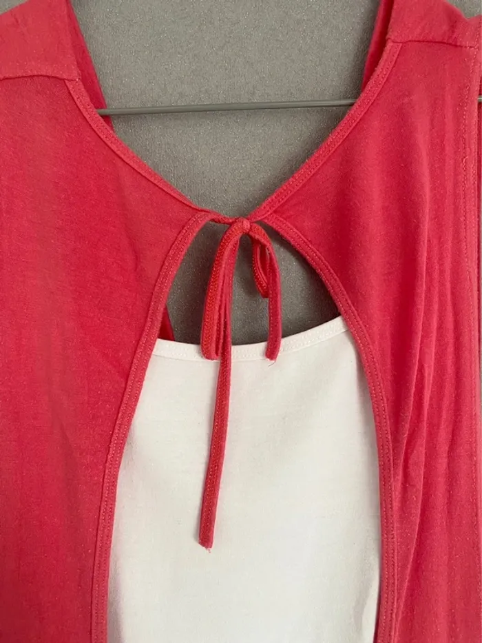 Haut / Débardeur rose & blanc vintage S - photo numéro 4