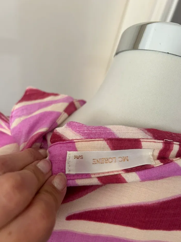 Mc lorene robe rose et crème imprimé été taille 38/M - photo numéro 4