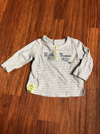 Pull rayé blanc et gris