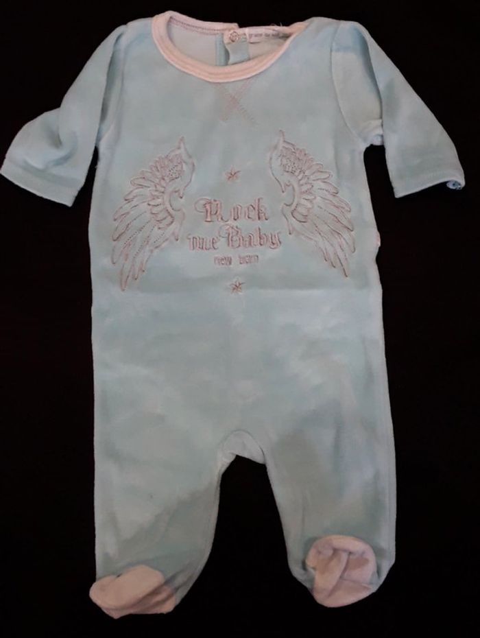 Pyjama Grenouillère velours - 1 mois