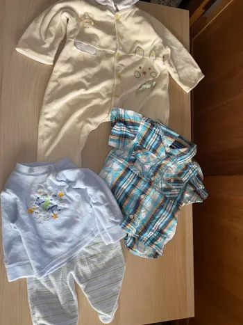 Bébé pyjama garçon chemise 6 mois carreaux bleu jaune