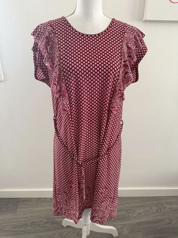 Robe à fleurs et dentelle bordeaux et blanche Vintage TXL