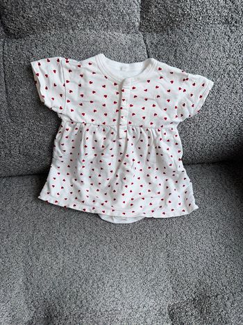 Robe blanche à cœurs rouge Bodie intégré Petit Bateau