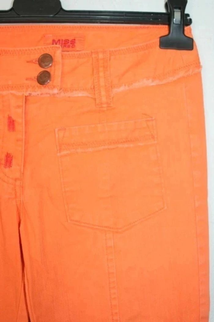 Pantacourt jeans orange Miss Stereo t.34 - photo numéro 3