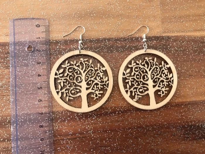Boucles d’oreilles arbres de vie en bois - photo numéro 2