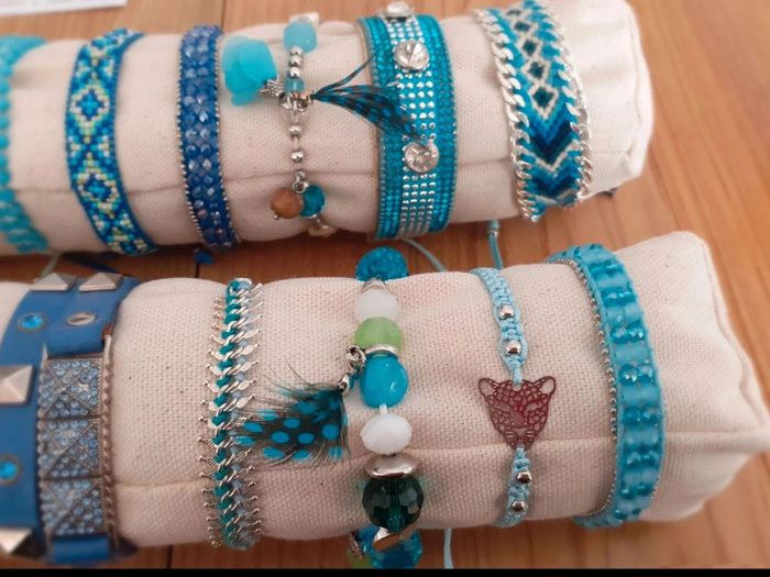Lot 17 bracelets fantaisie bleu/turquoise - photo numéro 3
