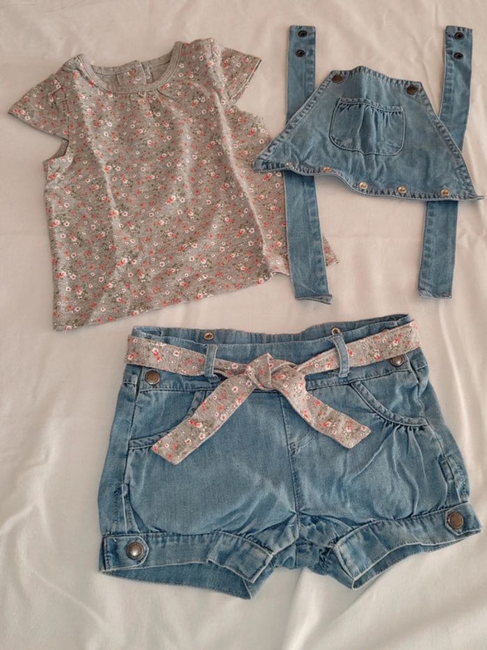 Combi-short en jean + tee shirt assorti - photo numéro 7