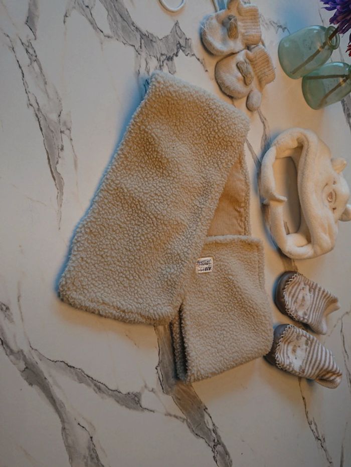 Ensemble bonnet gants chaussons écharpes nounours fille garçon bébé 3 6 mois - photo numéro 3