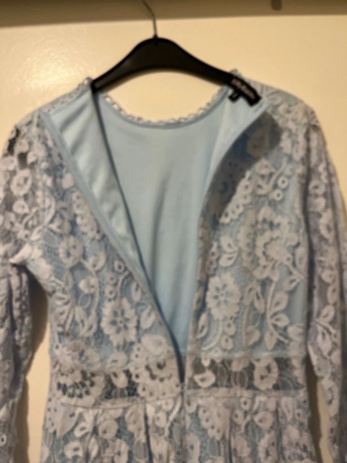 Magnifique robe bleue dentelle S manches longues doublée - photo numéro 11