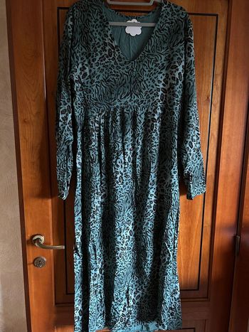 Robe longue léopard verte Made in Italy