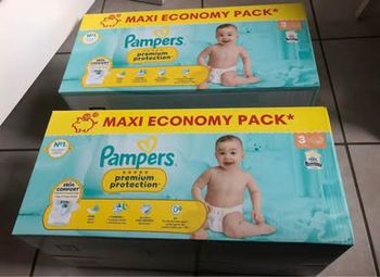 LOT DE 224 COUCHES PAMPERS premium protection TAILLE 3 NEUFS DANS L'EMBALLAGE 