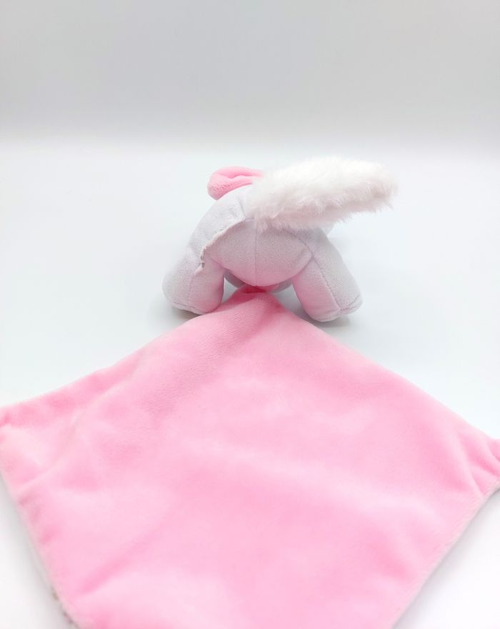 Doudou peluche chat Marie blanc rose DISNEY BABY nœud rose mouchoir fleurs jaunes - photo numéro 5