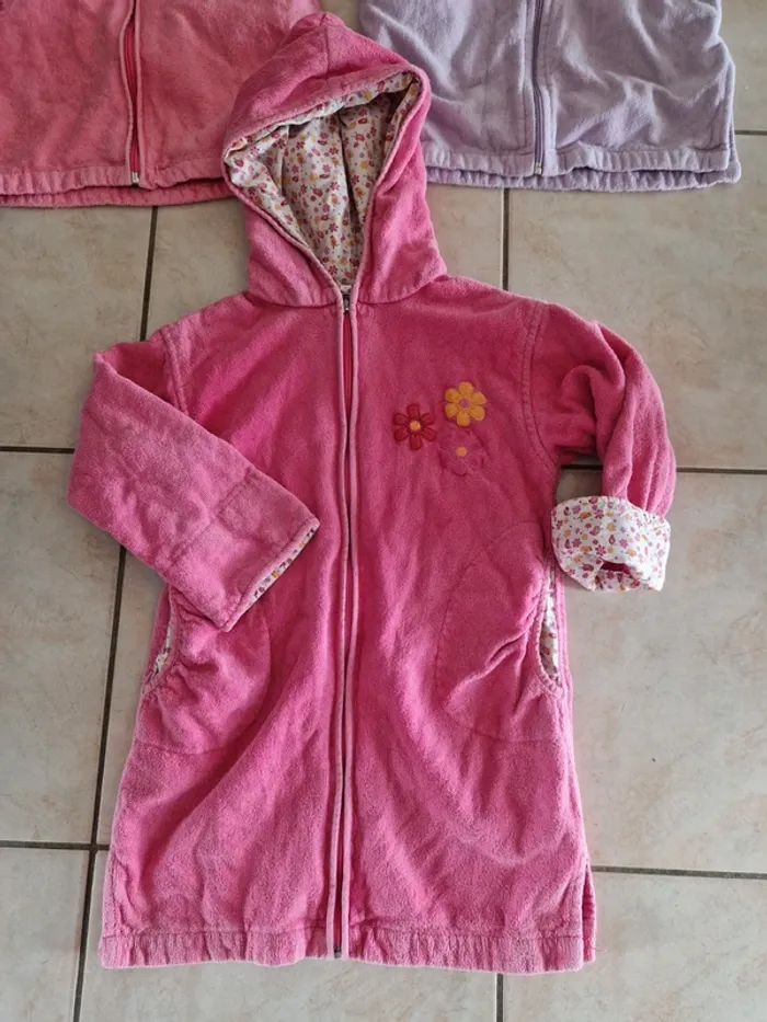 Lot 3 peignoirs de bain piscine douche carre blanc taille 4 ans - photo numéro 2