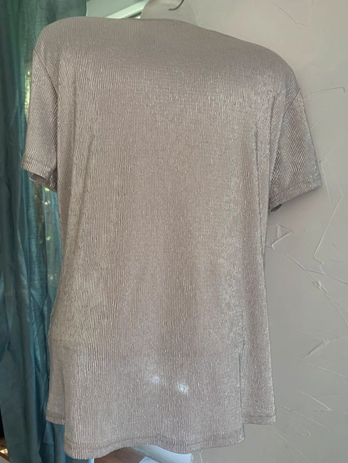 Tee shirt taille 38 beige brillant - photo numéro 7