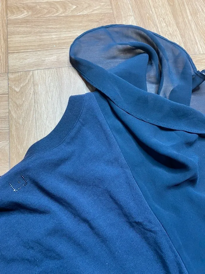 Débardeur Liu Jo bleu marine asymétrique perles strass taille S vintage chic - photo numéro 6