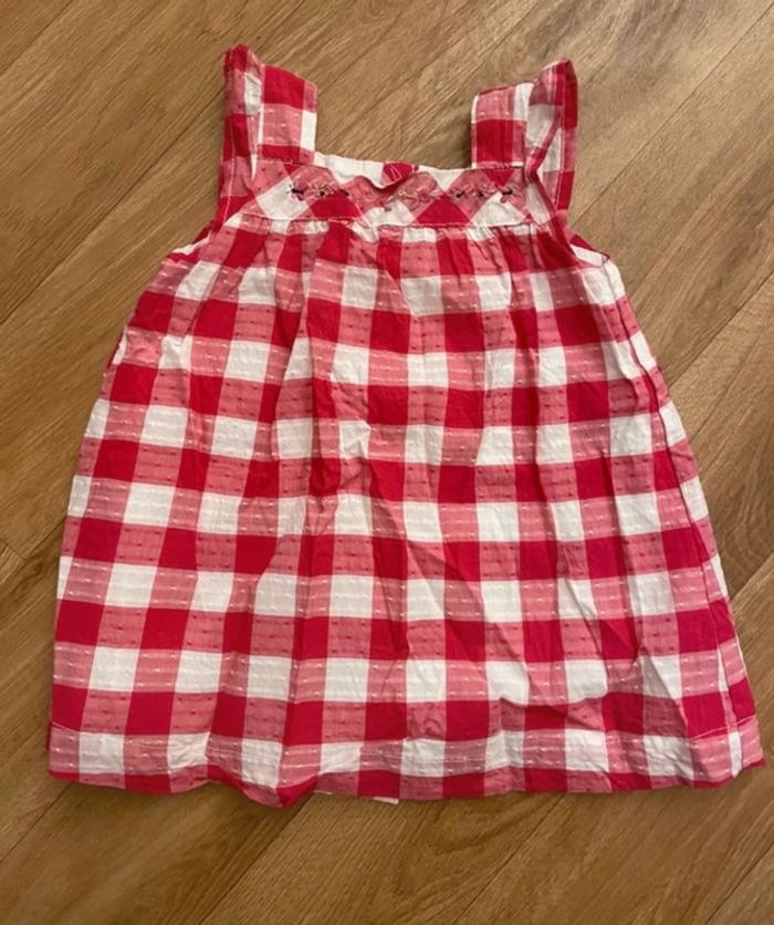 Robe framboise à carreaux 3-6M - photo numéro 2