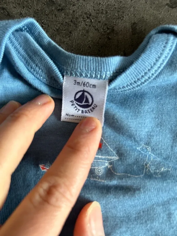 Lot de 2 bodys manches courtes bébé garçon, petit bateau 3 mois - photo numéro 4