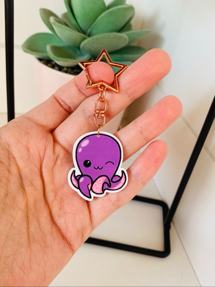 Porte-clés Plat Poulpe Octopus Kawaii - photo numéro 2