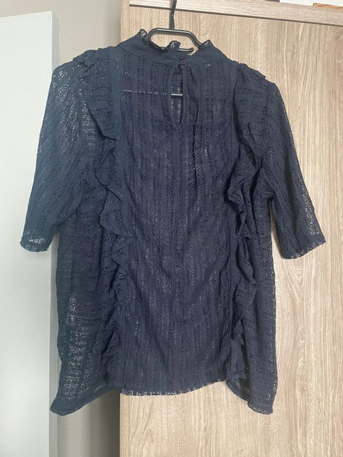 Blouse à manche courtes marine broderie - photo numéro 4