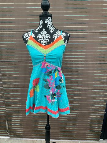 Blouse turquoise/multicolore TU neuve