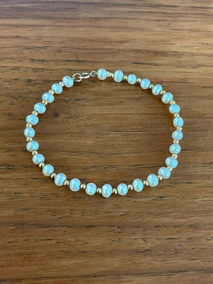 Bracelet boules marseillaises en or 750 poinçonné et perles