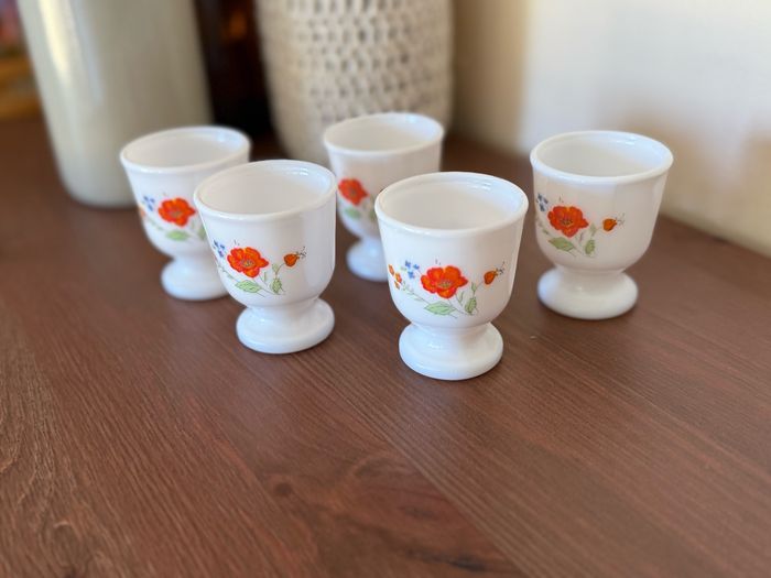 5 coquetiers motifs coquelicots  - Arcopal - photo numéro 2