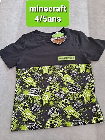 Tshirt neuf avec étiquette minecraft taille 4ans 5ans jeu vidéo 🎮 gamer console geek