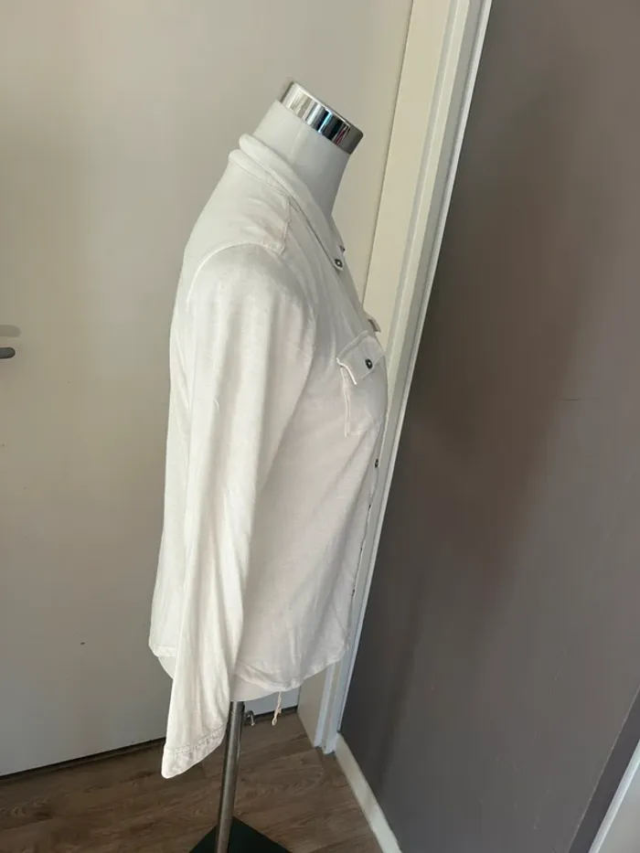 Monoprix, blouse, top, haut chemise blanc, écru, manches longues, taille 1/36 - photo numéro 4
