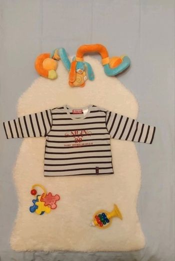 1 Euro _ Tshirt marinière "Sailing" manches longues T. 9 mois O.KA.OU 🇨🇵 Dessiné en France