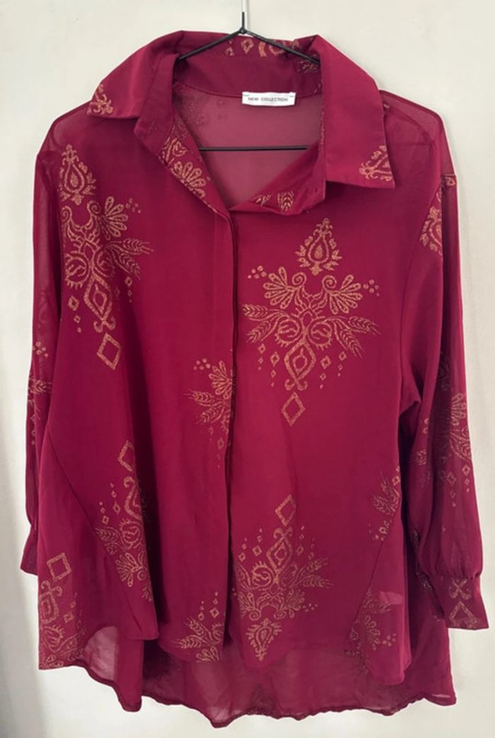 👚Magnifique chemisier transparent avec ses motifs taille unique- neuf sans étiquette