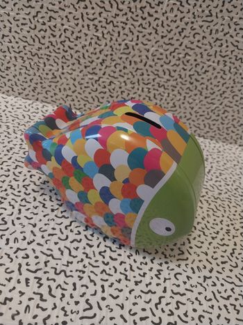 Tirelire poisson en métal multicolore – déco enfant / originale