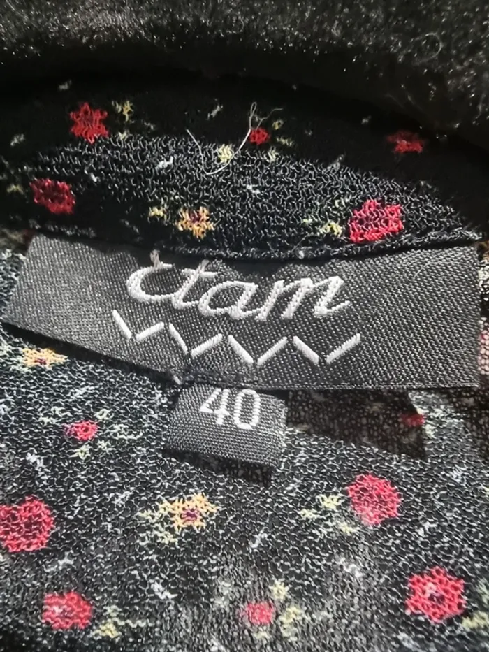Chemisier transparent noir à fleurs etam 38 - photo numéro 3