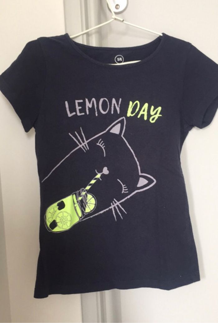 T-shirt fille 5-6 ans lemon day chat